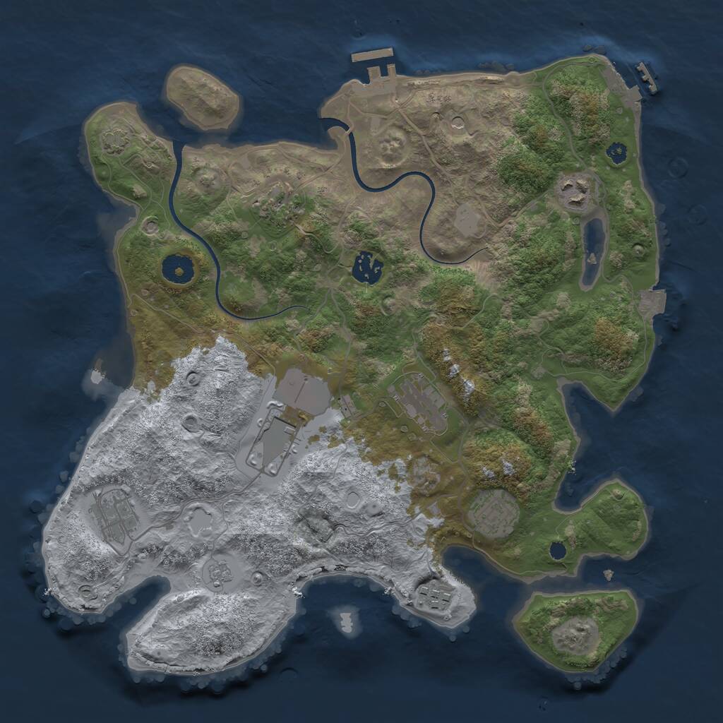 Rust Map: Procedural Map, Size: 3500, Seed: 213044332, 14 Monuments