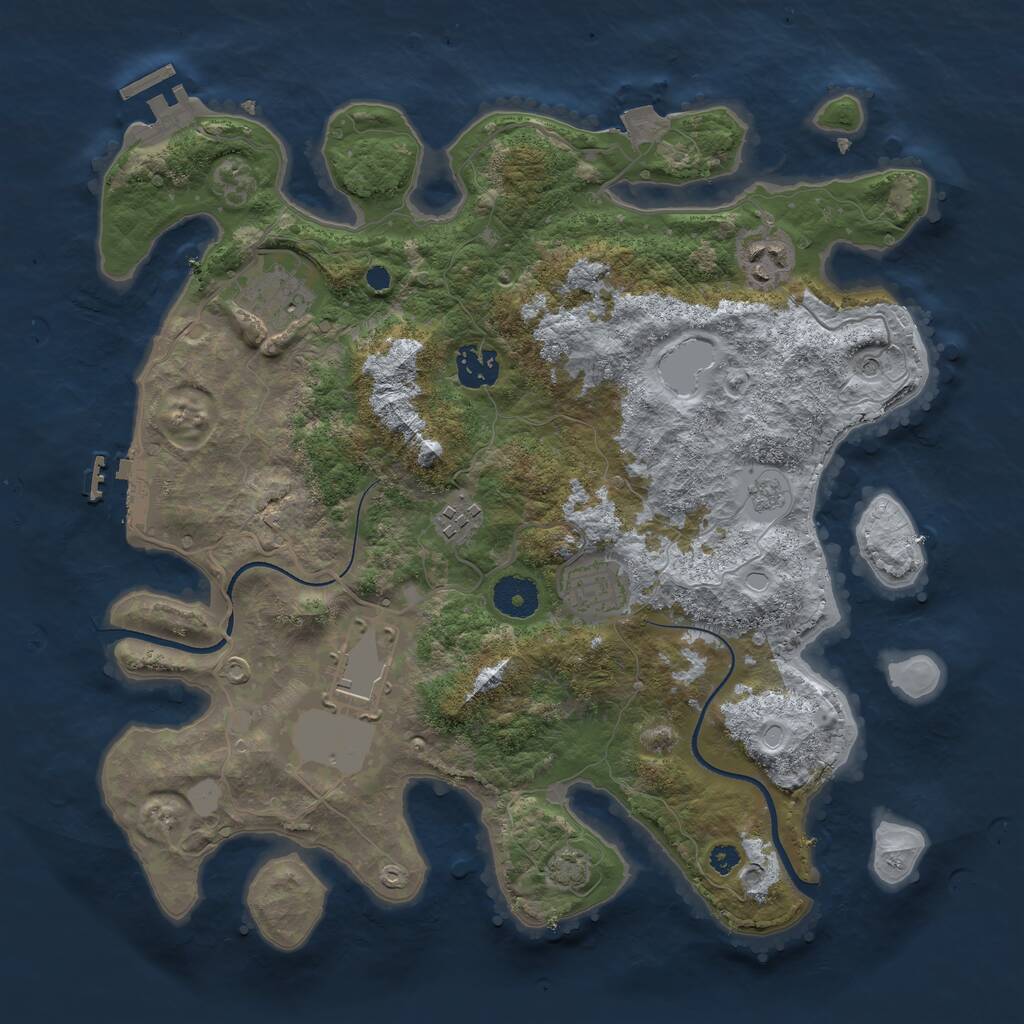 Rust Map: Procedural Map, Size: 3500, Seed: 7344458, 12 Monuments