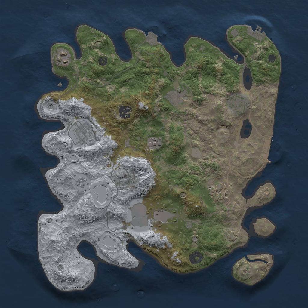 Rust Map: Procedural Map, Size: 3500, Seed: 569453698, 16 Monuments