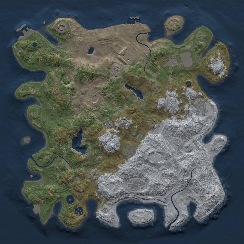 Rust Map: Procedural Map, Size: 4250, Seed: 955911624, 16 Monuments