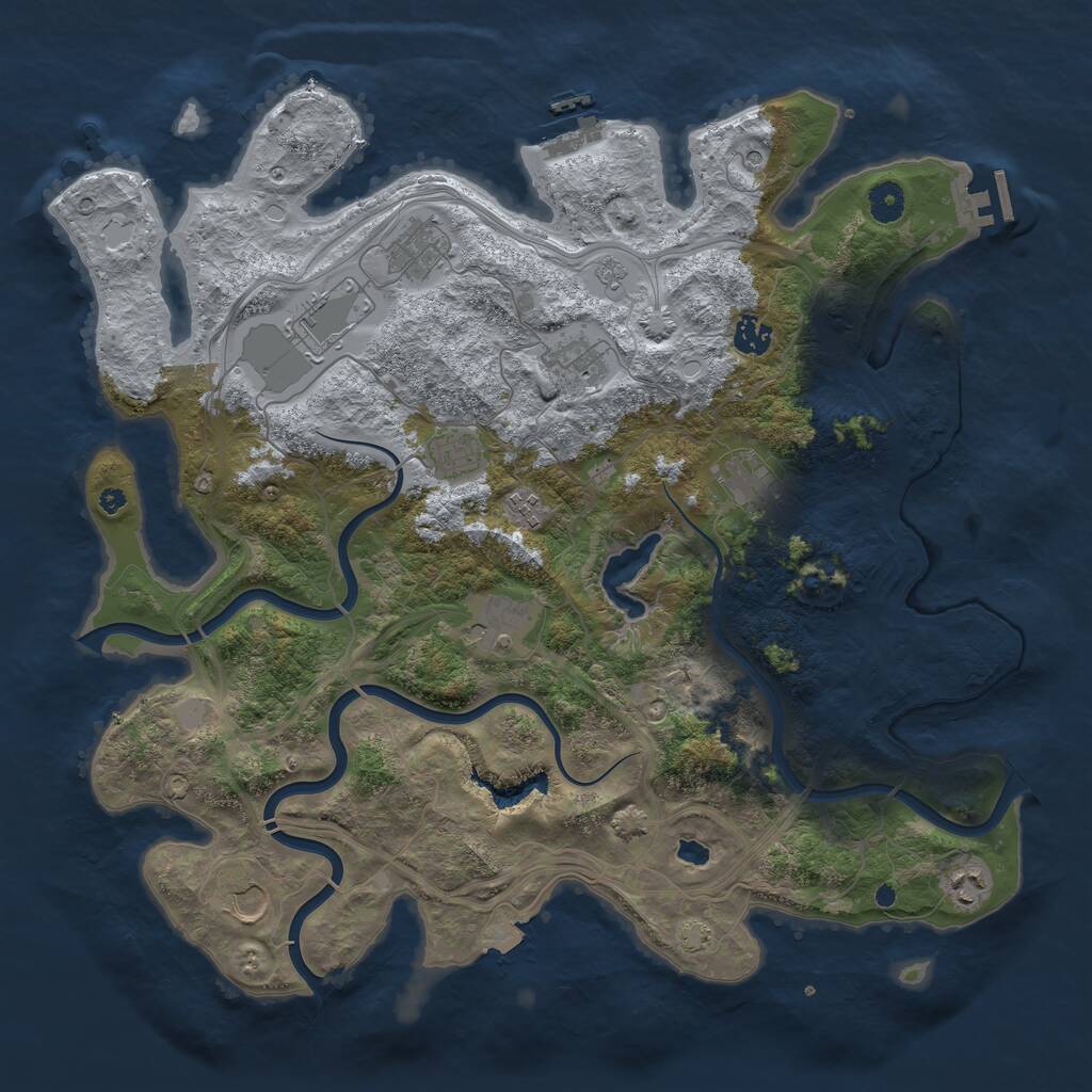 Rust Map: Procedural Map, Size: 4250, Seed: 961486975, 16 Monuments