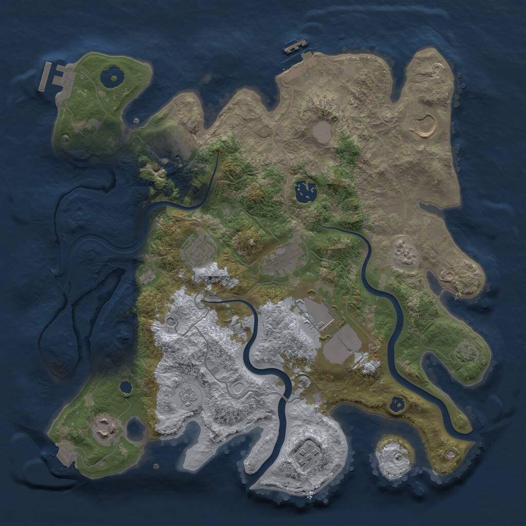 Rust Map: Procedural Map, Size: 3500, Seed: 470538568, 14 Monuments