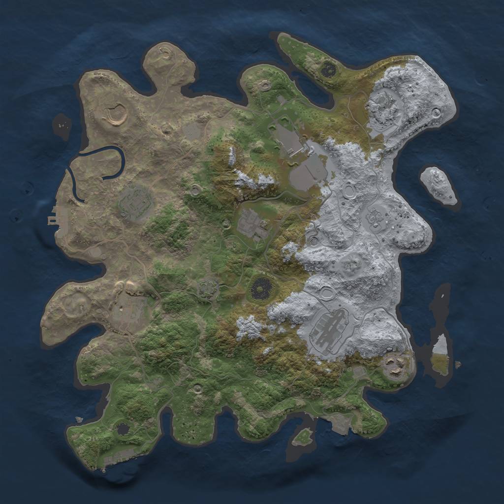 Rust Map: Procedural Map, Size: 3500, Seed: 2120421645, 16 Monuments