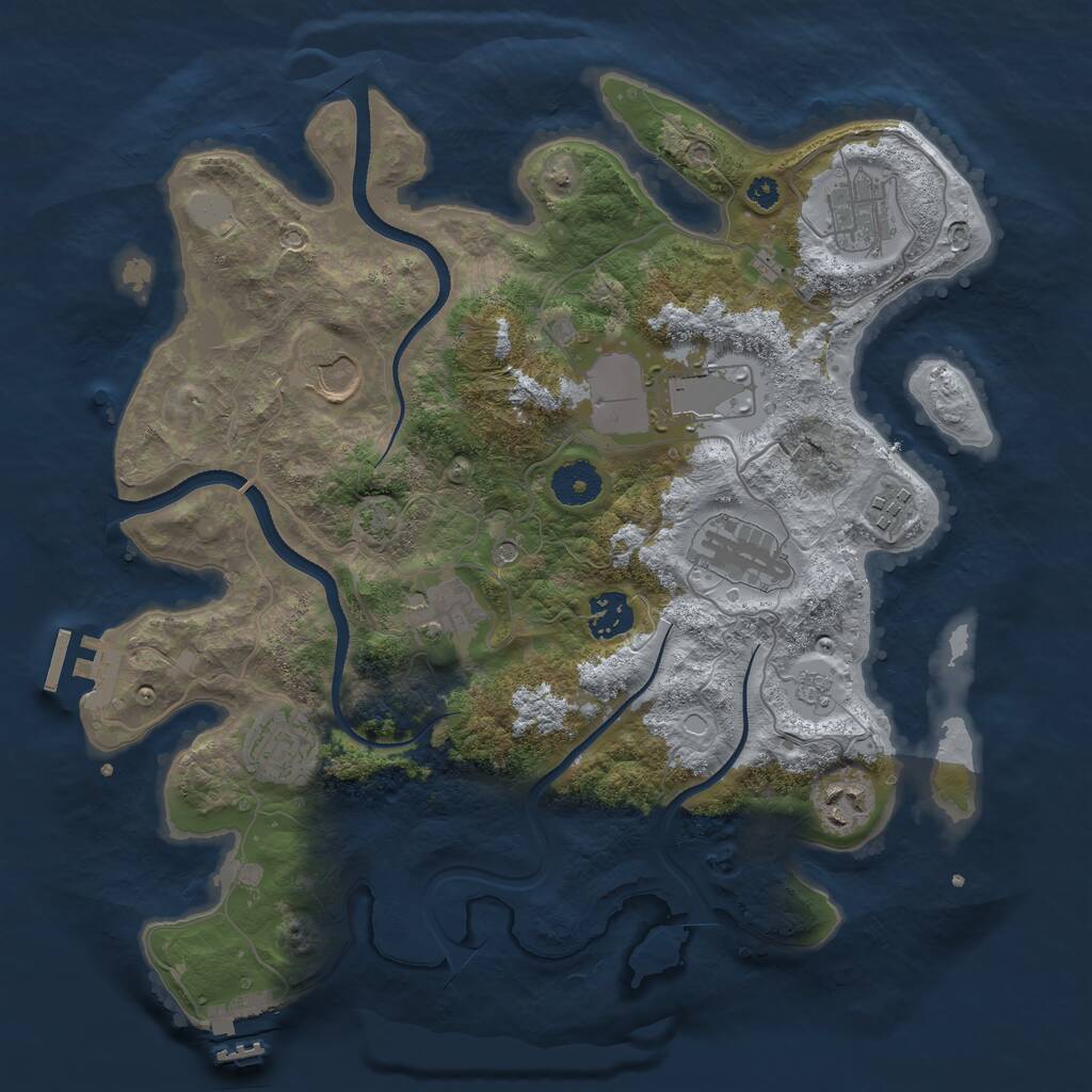 Rust Map: Procedural Map, Size: 3500, Seed: 2120421645, 15 Monuments