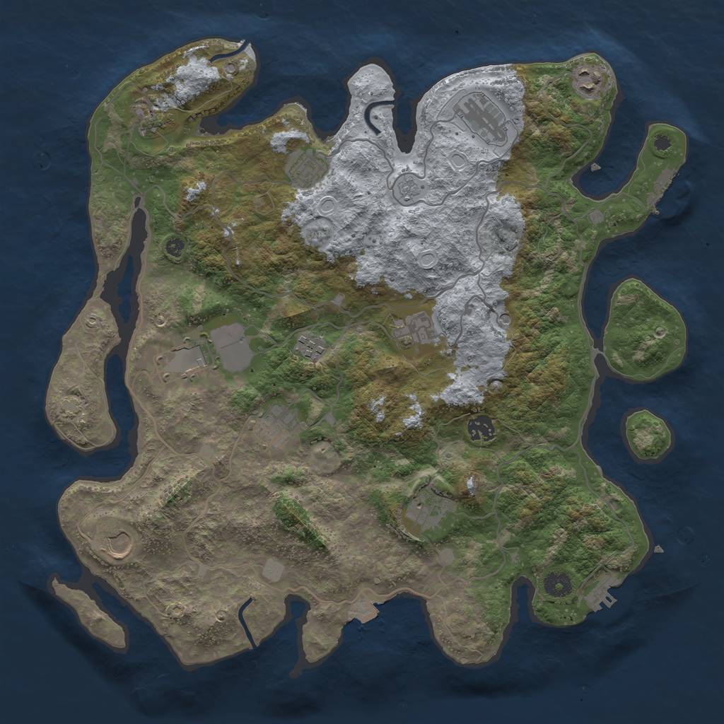 Rust Map: Procedural Map, Size: 4000, Seed: 402090244, 19 Monuments