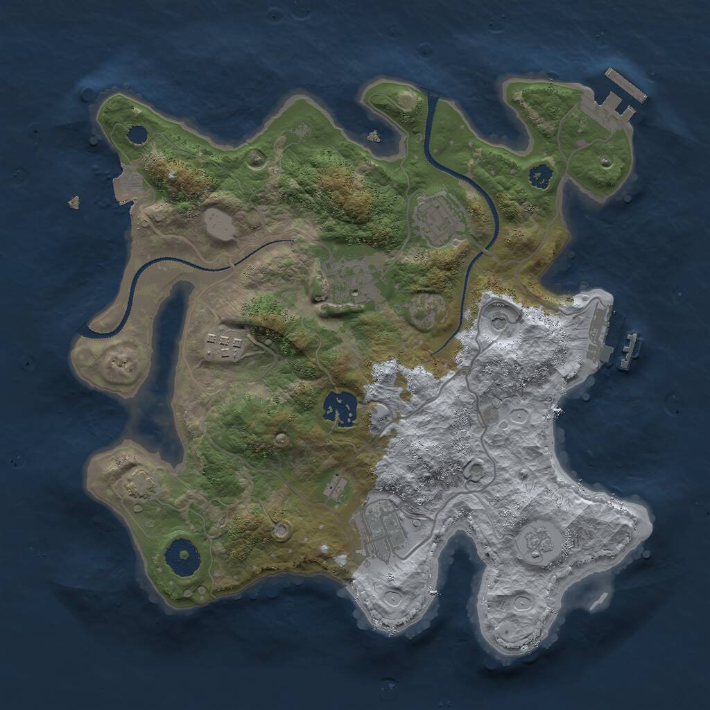 Rust Map: Procedural Map, Size: 3000, Seed: 382808561, 11 Monuments