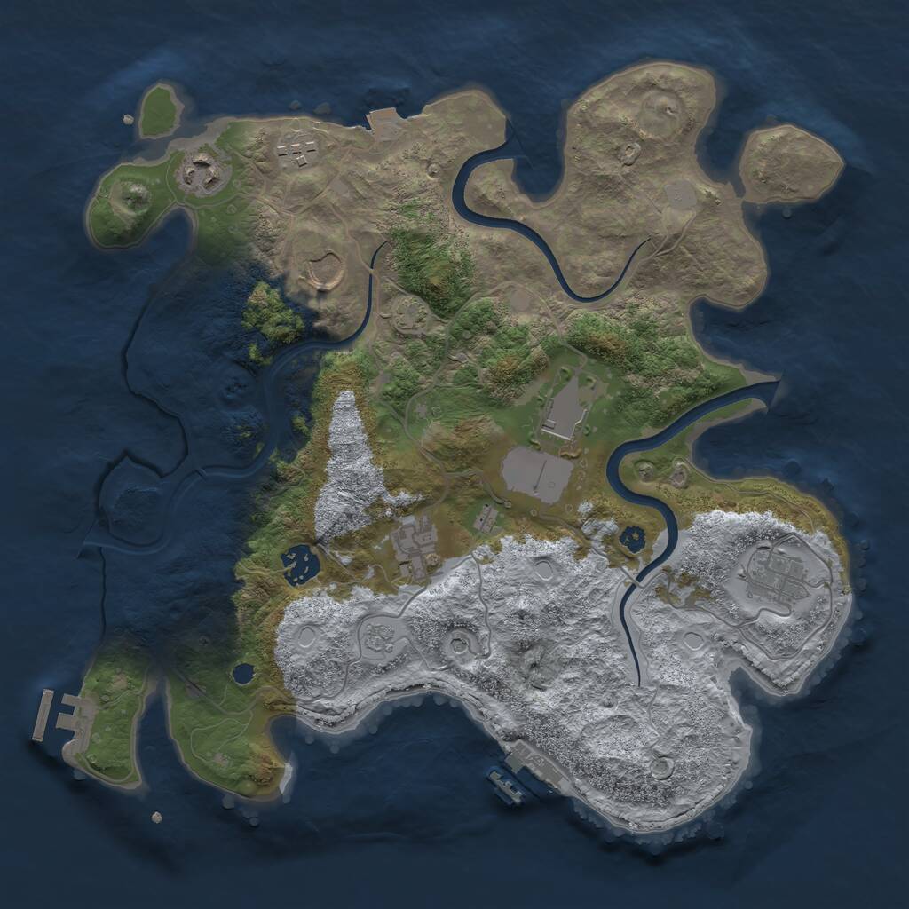 Rust Map: Procedural Map, Size: 3500, Seed: 59138621, 13 Monuments