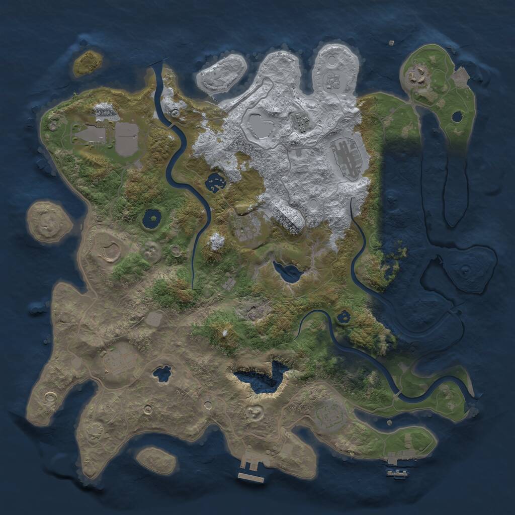 Rust Map: Procedural Map, Size: 4000, Seed: 878416778, 15 Monuments