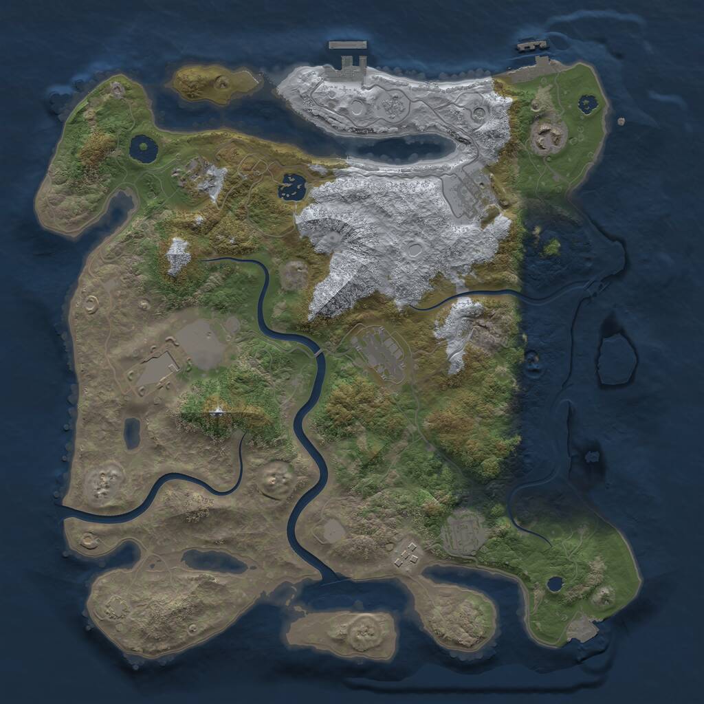 Rust Map: Procedural Map, Size: 3750, Seed: 1448981, 14 Monuments