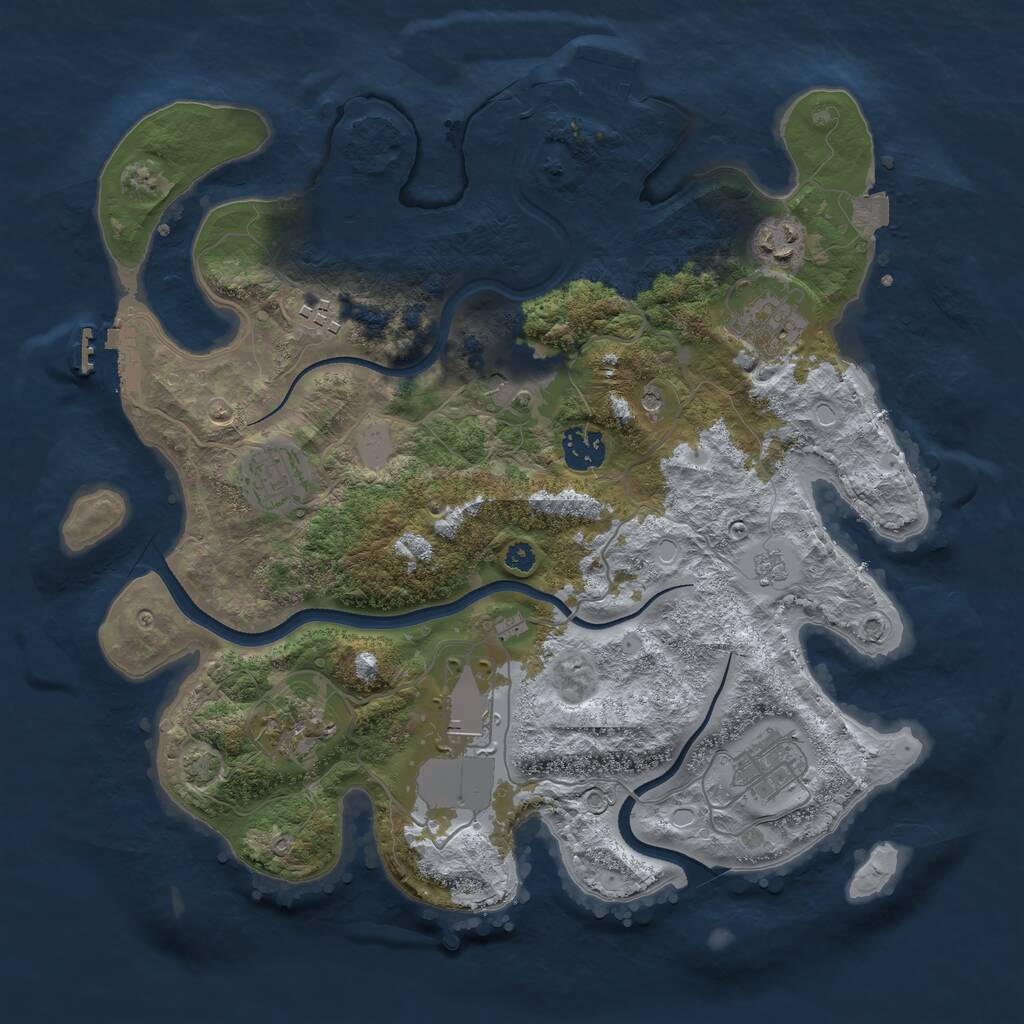 Rust Map: Procedural Map, Size: 3500, Seed: 427425666, 15 Monuments