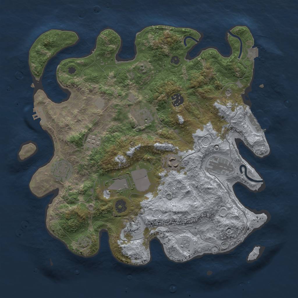 Rust Map: Procedural Map, Size: 3500, Seed: 427425666, 16 Monuments