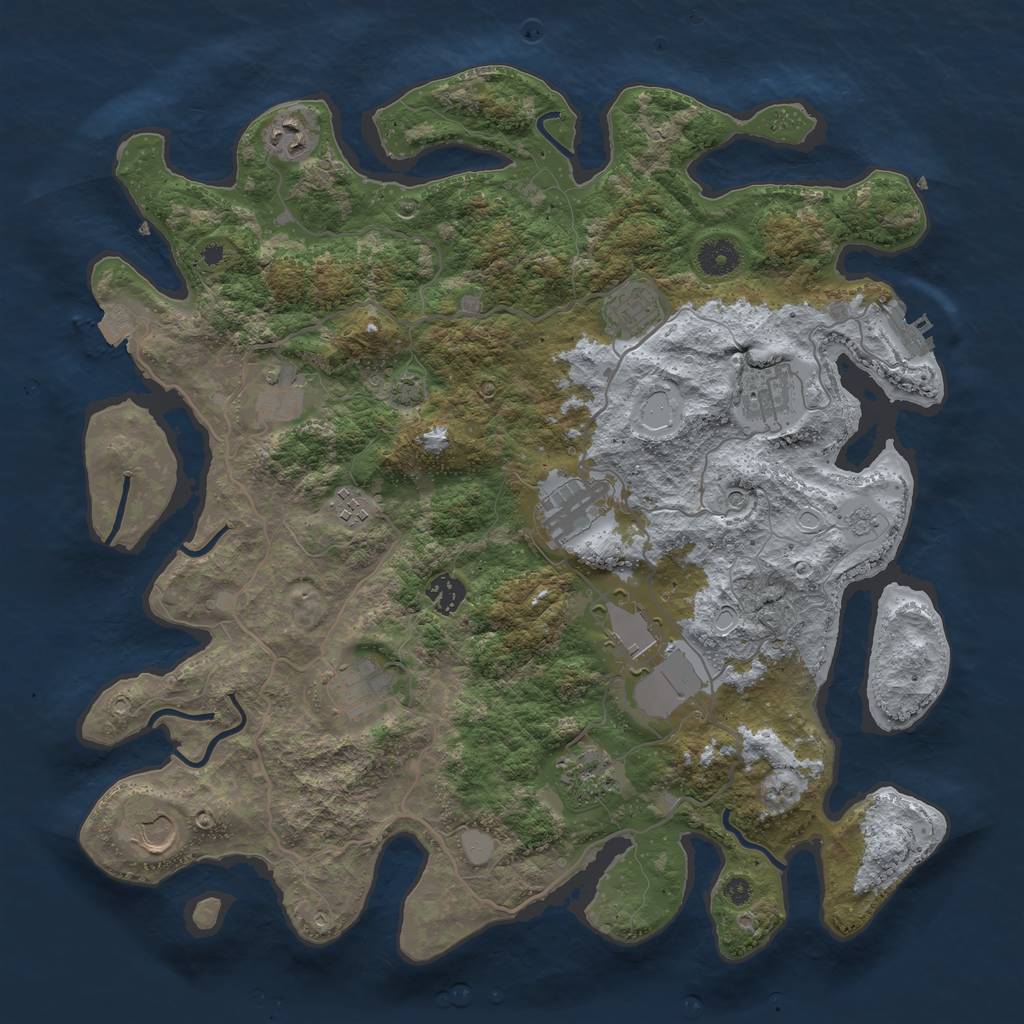 Rust Map: Procedural Map, Size: 4000, Seed: 9939, 18 Monuments