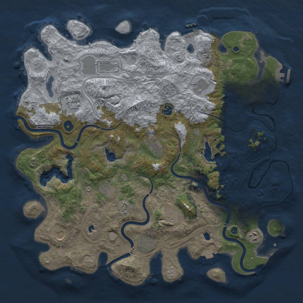 Rust Map: Procedural Map, Size: 4500, Seed: 517116563, 17 Monuments