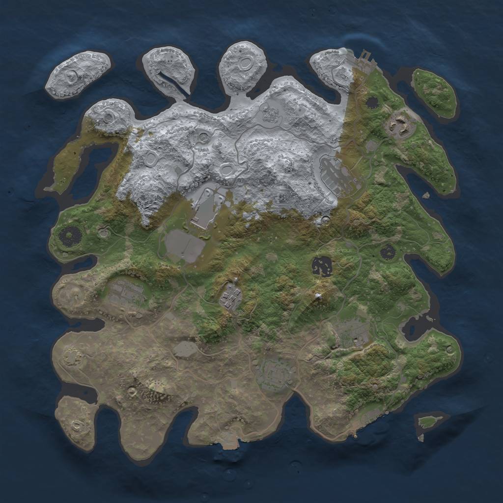 Rust Map: Procedural Map, Size: 3500, Seed: 550734559, 16 Monuments