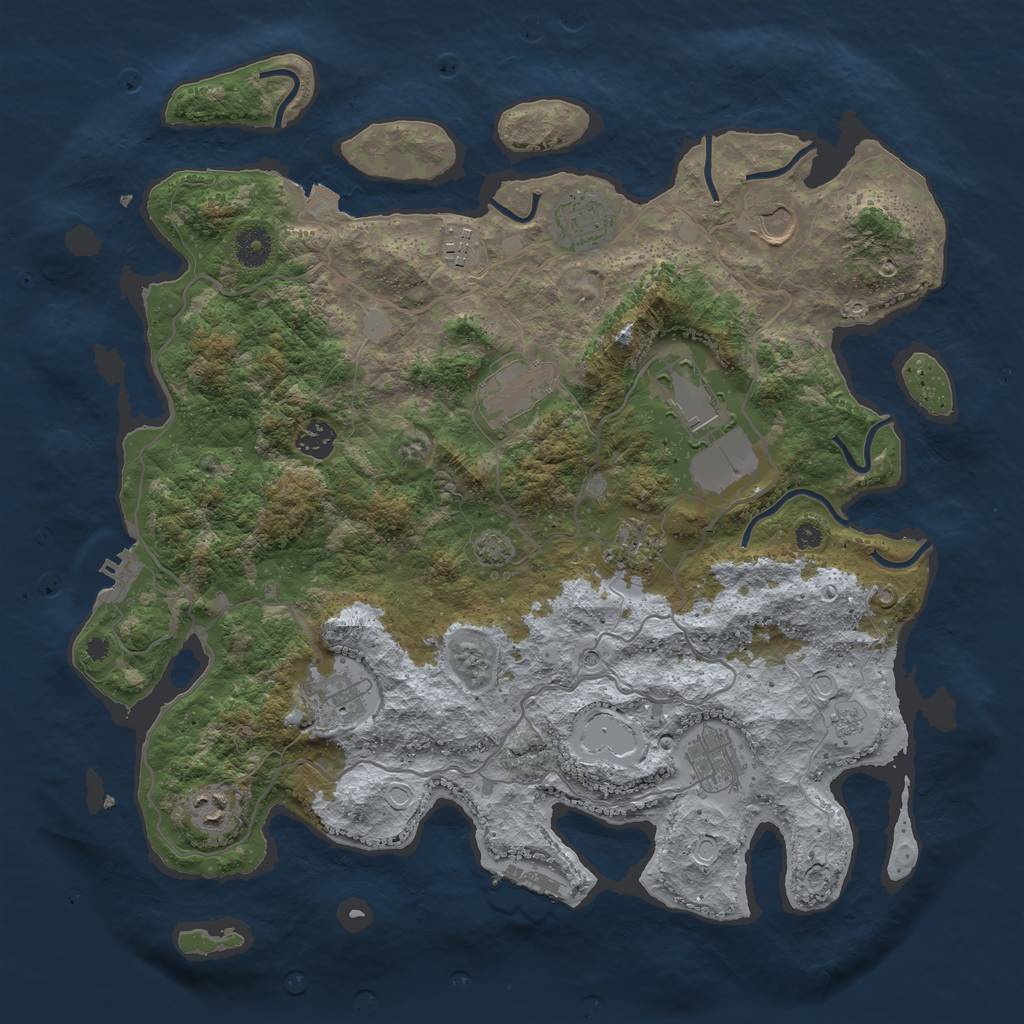 Rust Map: Procedural Map, Size: 4000, Seed: 32389, 18 Monuments