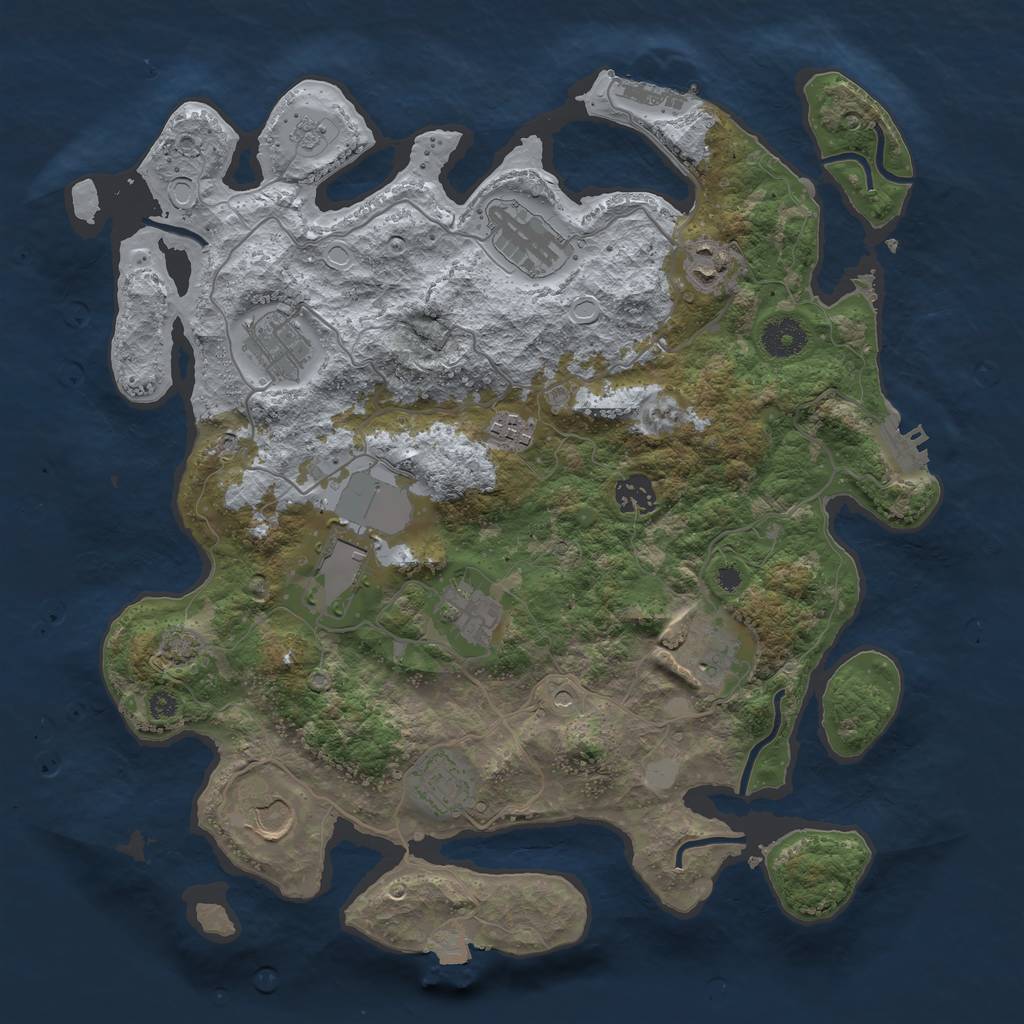 Rust Map: Procedural Map, Size: 3700, Seed: 29798438, 18 Monuments