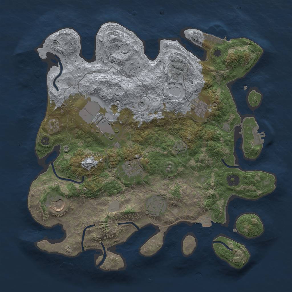 Rust Map: Procedural Map, Size: 3500, Seed: 602445428, 13 Monuments