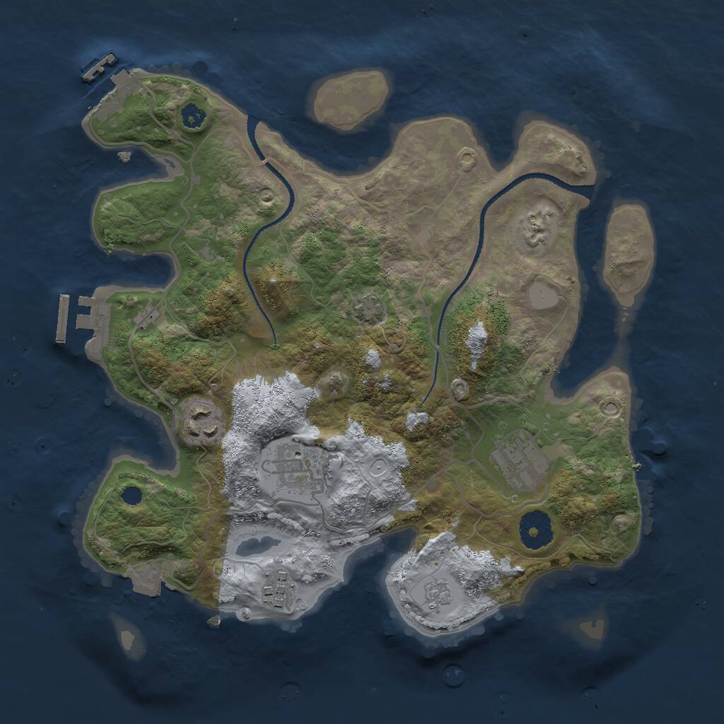 Rust Map: Procedural Map, Size: 3000, Seed: 1080195861, 9 Monuments