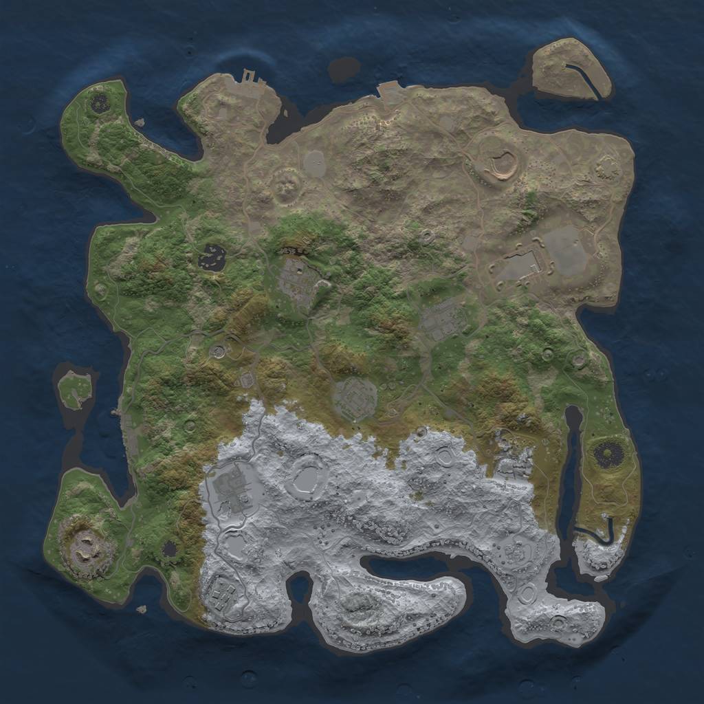 Rust Map: Procedural Map, Size: 3750, Seed: 593748211, 18 Monuments