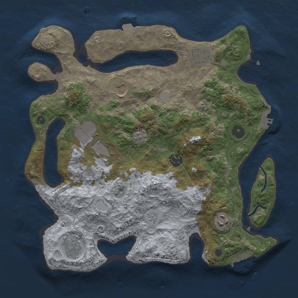 Rust Map: Procedural Map, Size: 3500, Seed: 323698523, 15 Monuments