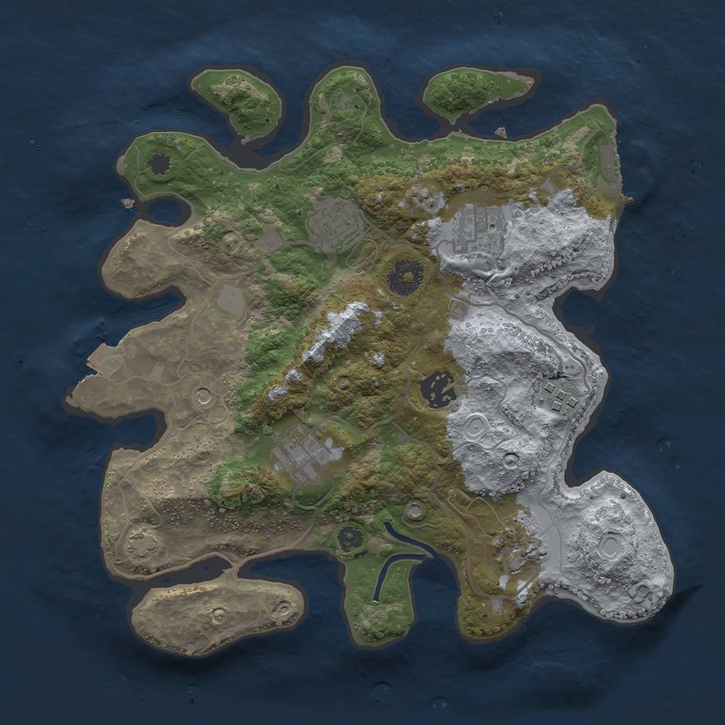 Rust Map: Procedural Map, Size: 3000, Seed: 838, 12 Monuments
