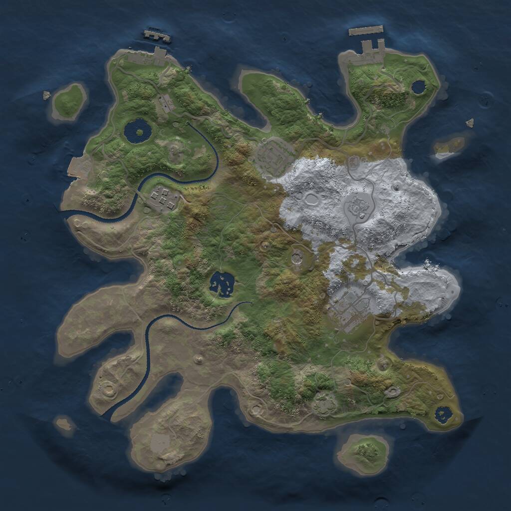 Rust Map: Procedural Map, Size: 3000, Seed: 1193021393, 10 Monuments