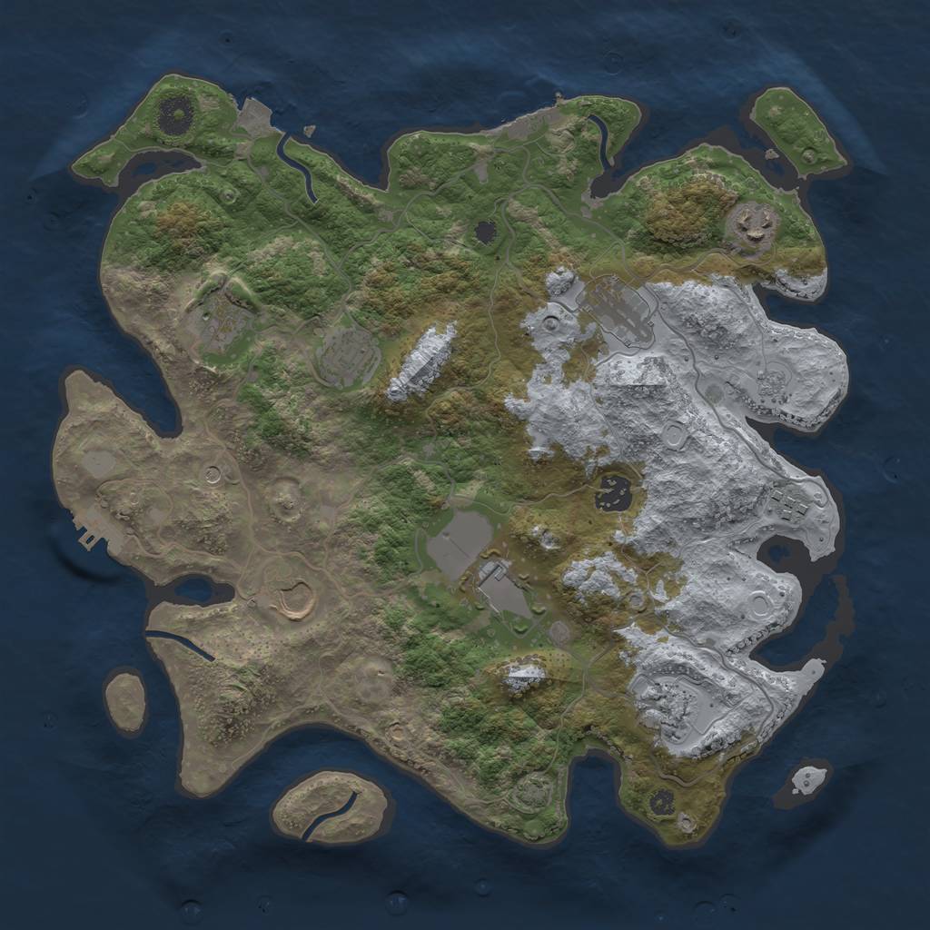Rust Map: Procedural Map, Size: 3650, Seed: 420000778, 17 Monuments