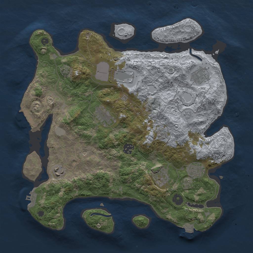 Rust Map: Procedural Map, Size: 3500, Seed: 15488300, 16 Monuments