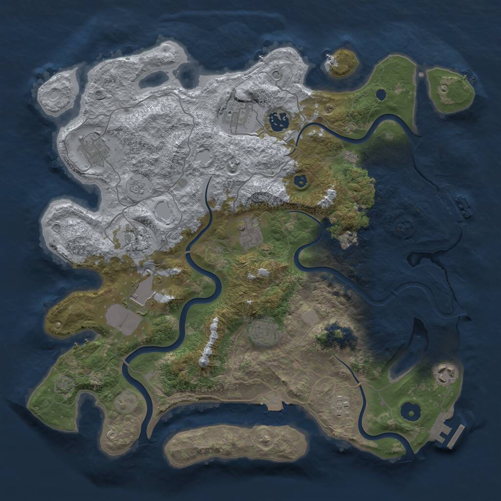 Rust Map: Procedural Map, Size: 3800, Seed: 50491364, 15 Monuments