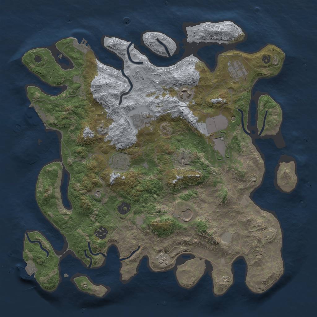 Rust Map: Procedural Map, Size: 3750, Seed: 94665, 16 Monuments