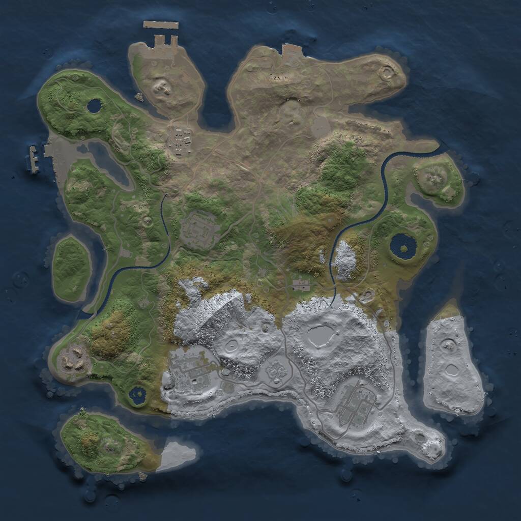 Rust Map: Procedural Map, Size: 3000, Seed: 756946199, 9 Monuments