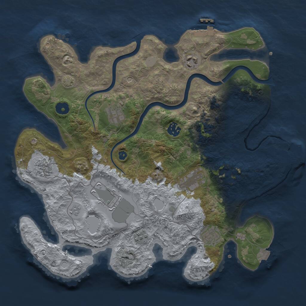 Rust Map: Procedural Map, Size: 3500, Seed: 89879221, 14 Monuments