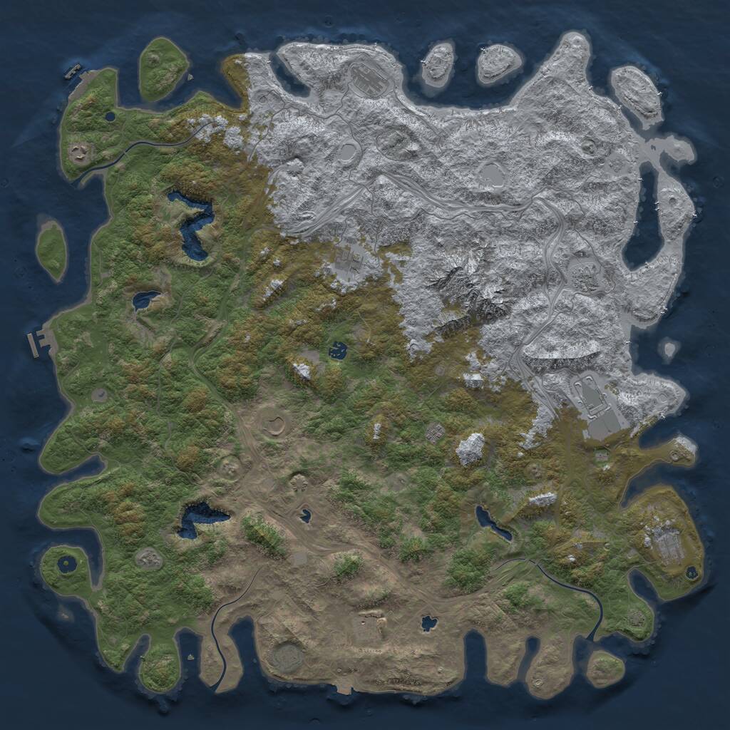 Rust Map: Procedural Map, Size: 6000, Seed: 1008691761, 17 Monuments