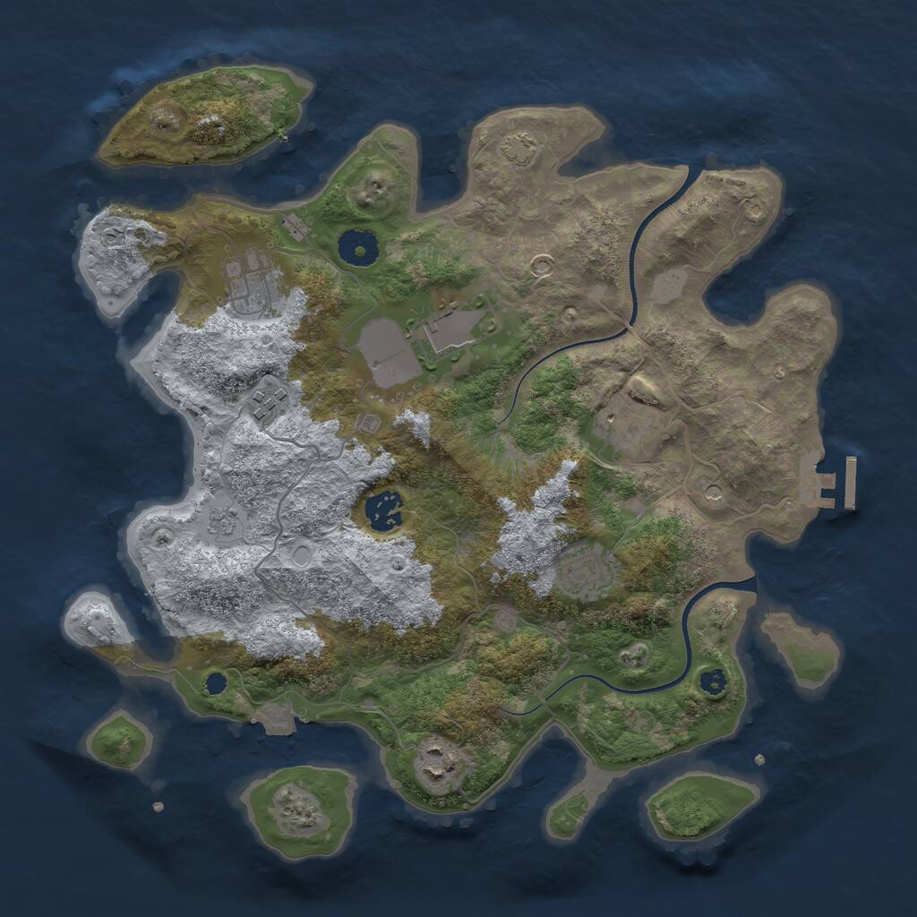 Rust Map: Procedural Map, Size: 3500, Seed: 2121742384, 12 Monuments