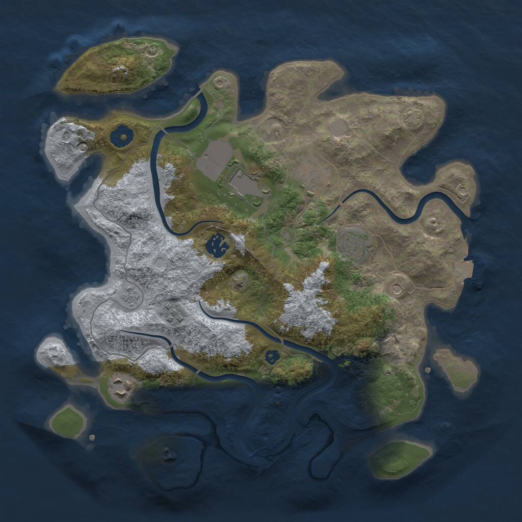 Rust Map: Procedural Map, Size: 3500, Seed: 2121742384, 10 Monuments