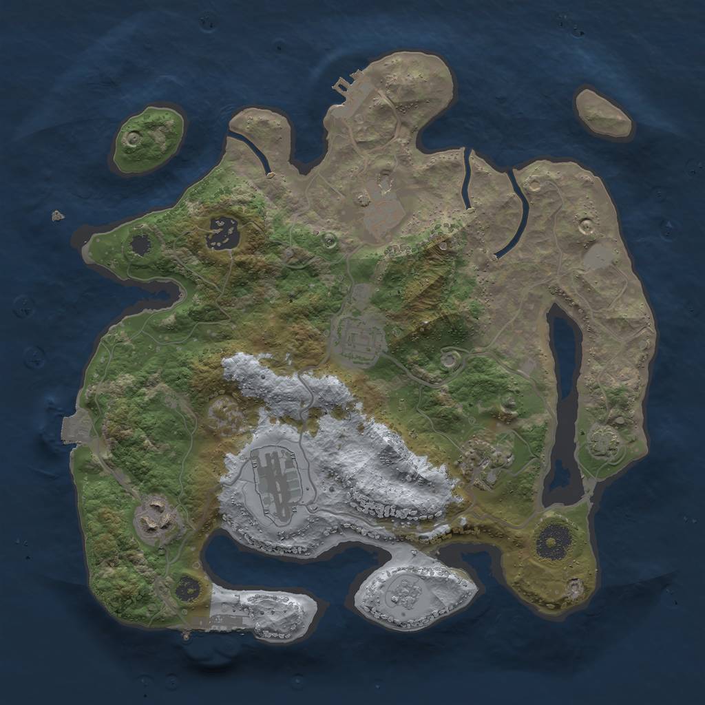 Rust Map: Procedural Map, Size: 3000, Seed: 7951068, 13 Monuments