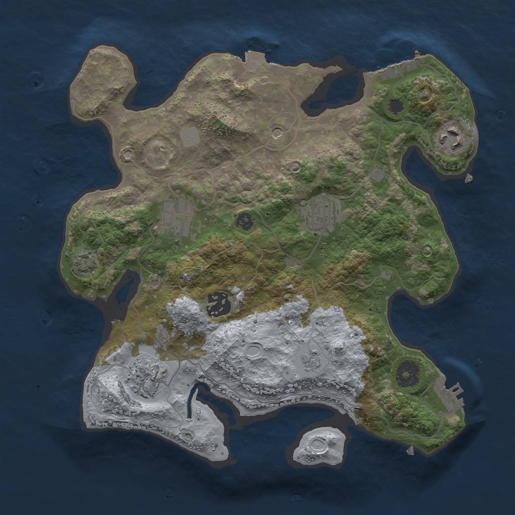 Rust Map: Procedural Map, Size: 3000, Seed: 1570307813, 13 Monuments
