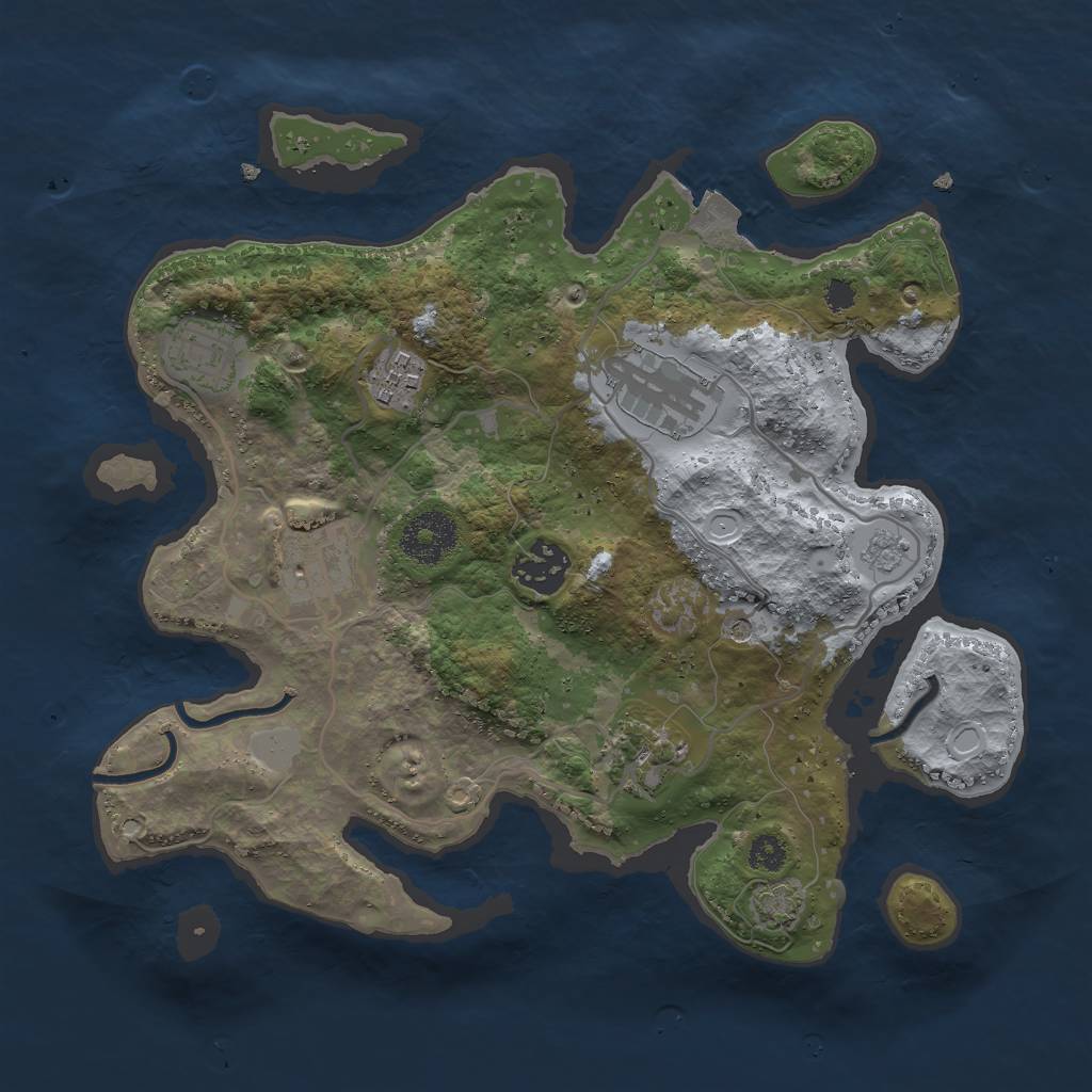 Rust Map: Procedural Map, Size: 3000, Seed: 152936401, 12 Monuments