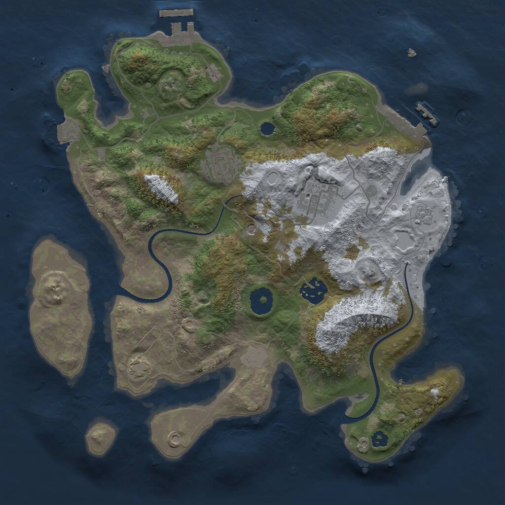 Rust Map: Procedural Map, Size: 3000, Seed: 745791932, 9 Monuments