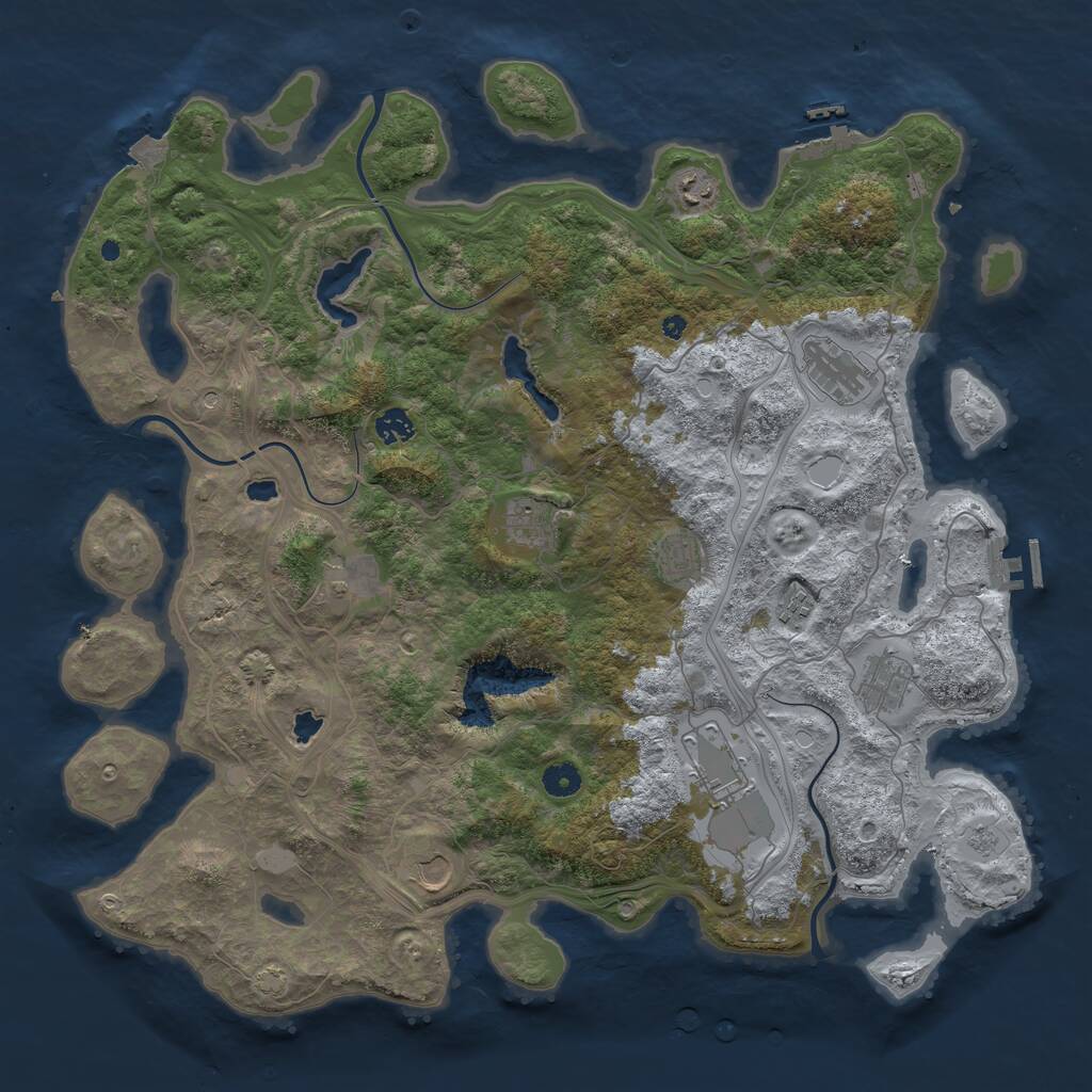 Rust Map: Procedural Map, Size: 4500, Seed: 158433124, 16 Monuments