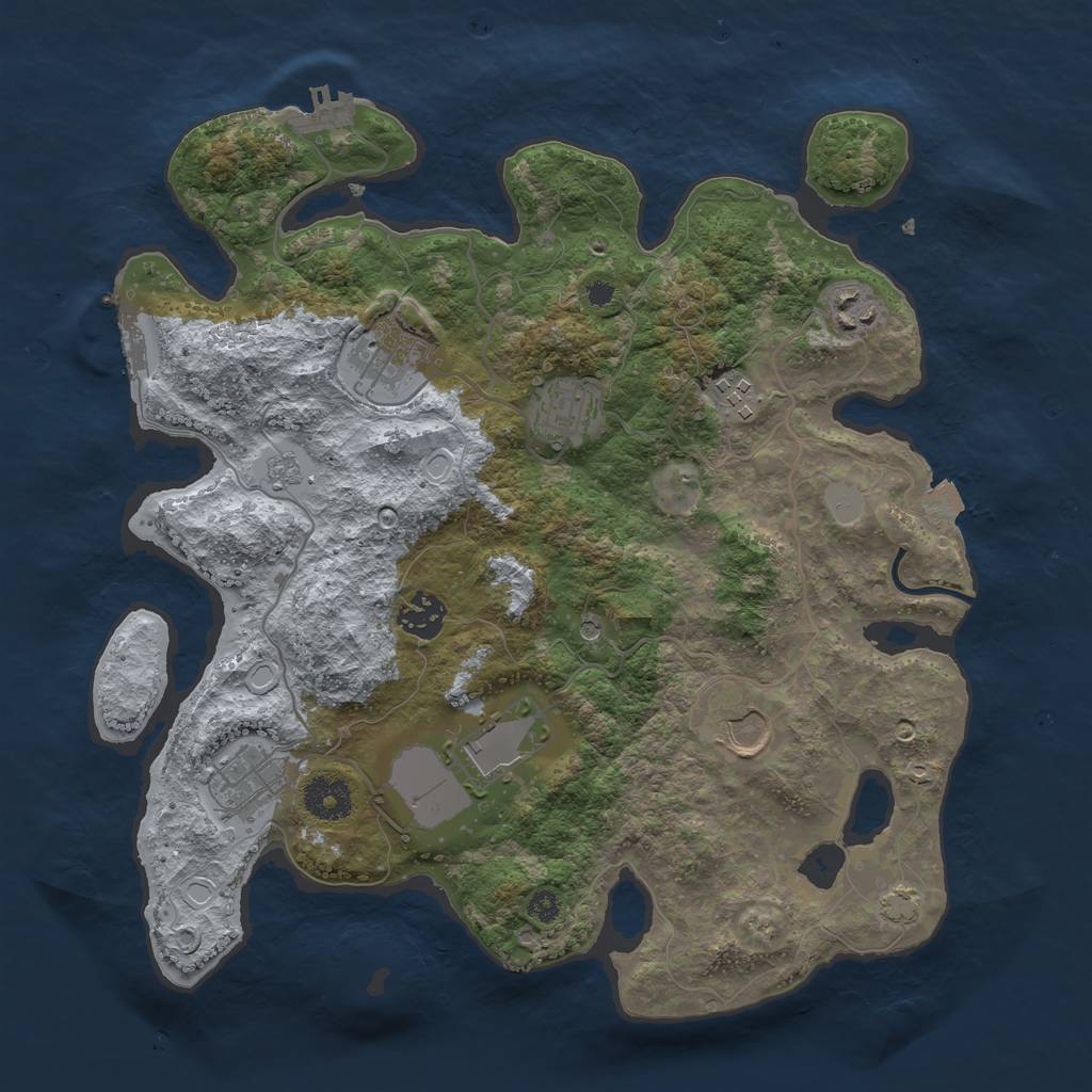 Rust Map: Procedural Map, Size: 3500, Seed: 816538834, 16 Monuments