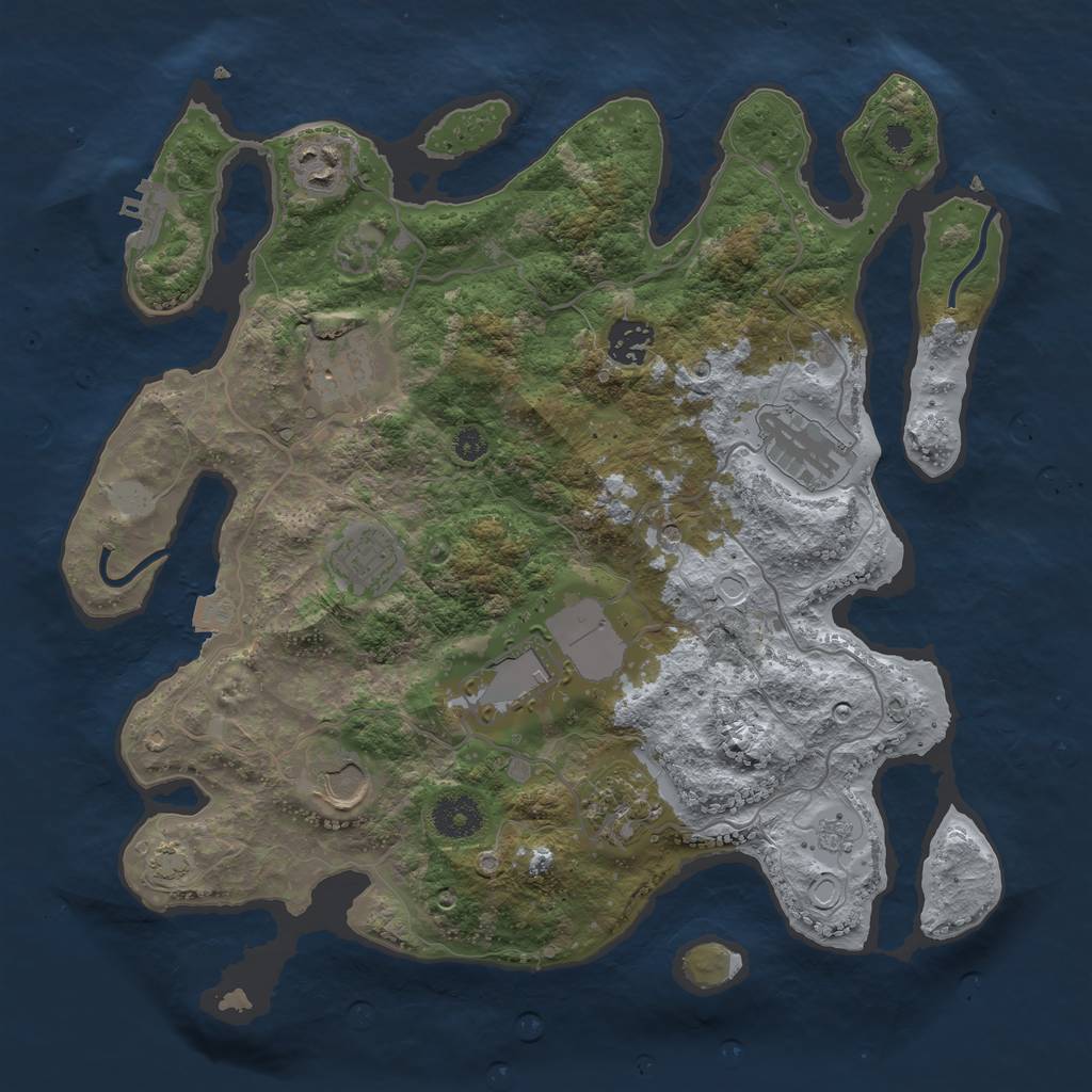 Rust Map: Procedural Map, Size: 3500, Seed: 1921002681, 15 Monuments