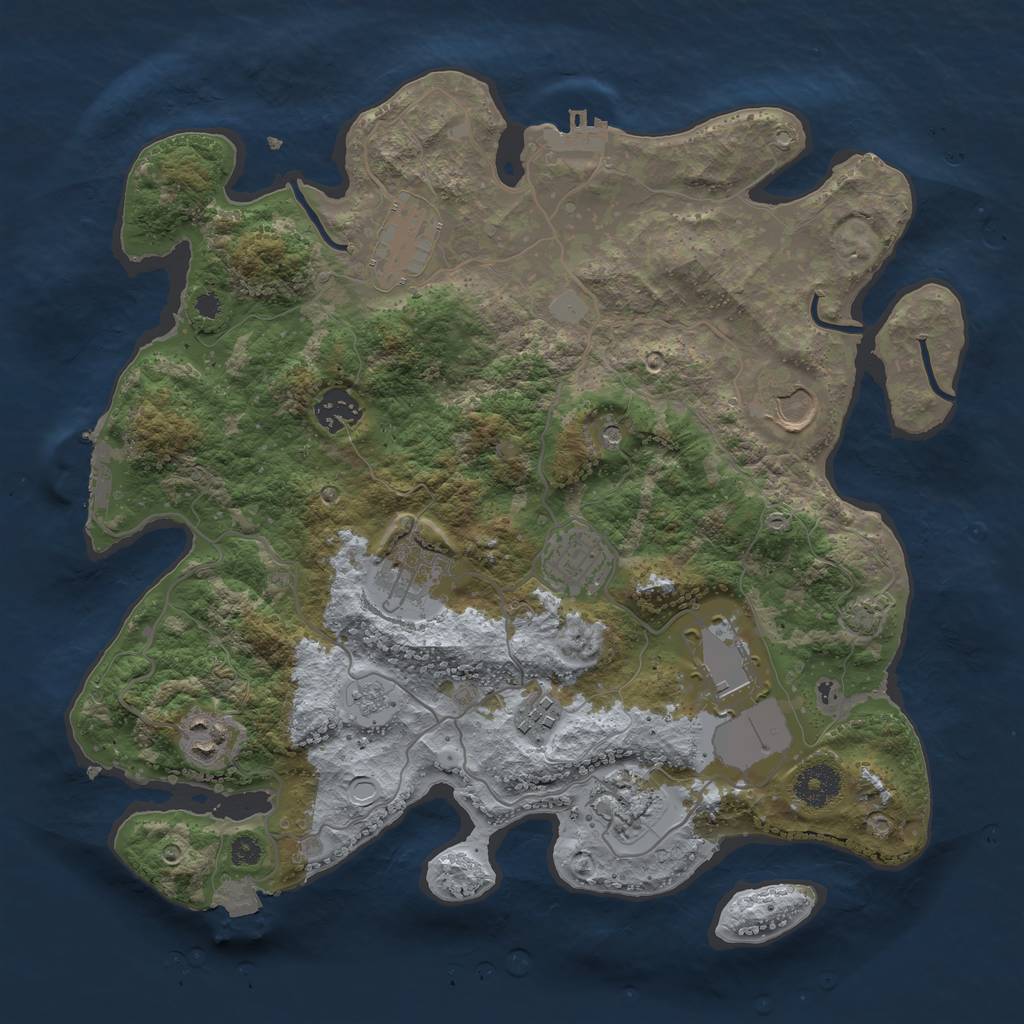 Rust Map: Procedural Map, Size: 3500, Seed: 23915, 17 Monuments