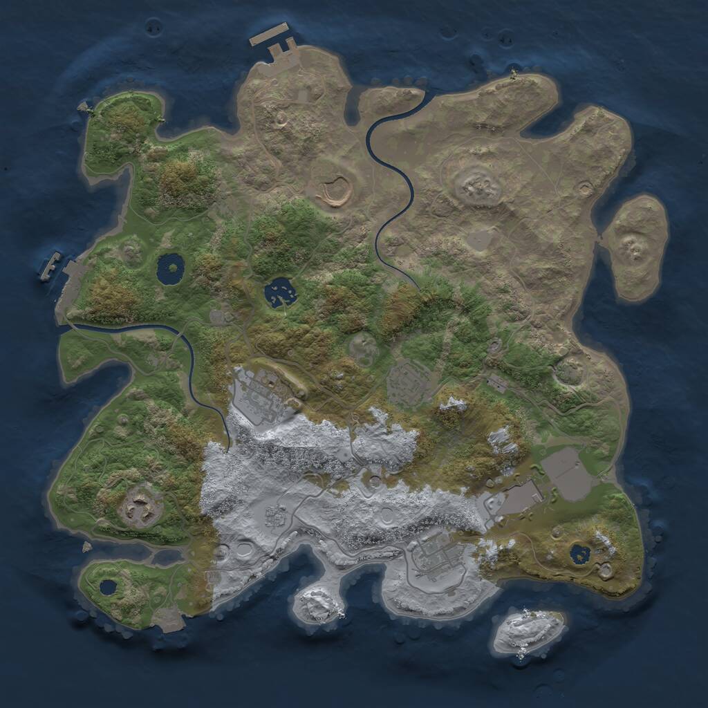 Rust Map: Procedural Map, Size: 3500, Seed: 23915, 13 Monuments