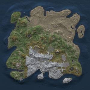 Thumbnail Rust Map: Procedural Map, Size: 3500, Seed: 23915, 17 Monuments