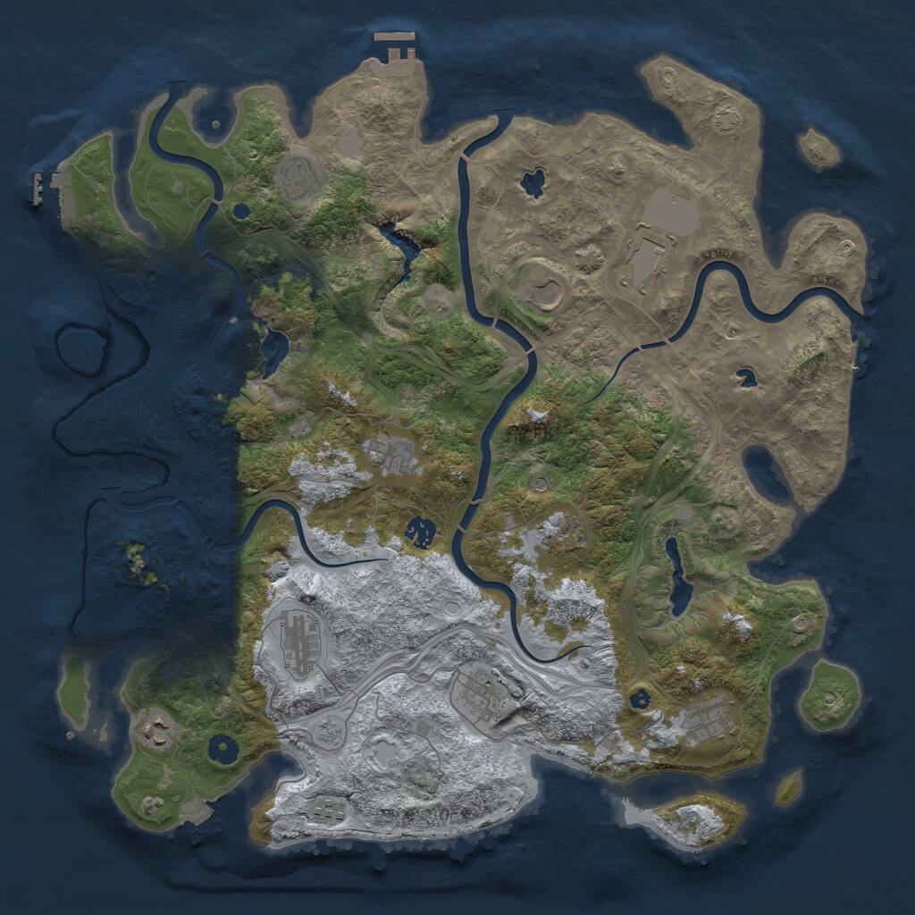 Rust Map: Procedural Map, Size: 4500, Seed: 8273614, 17 Monuments