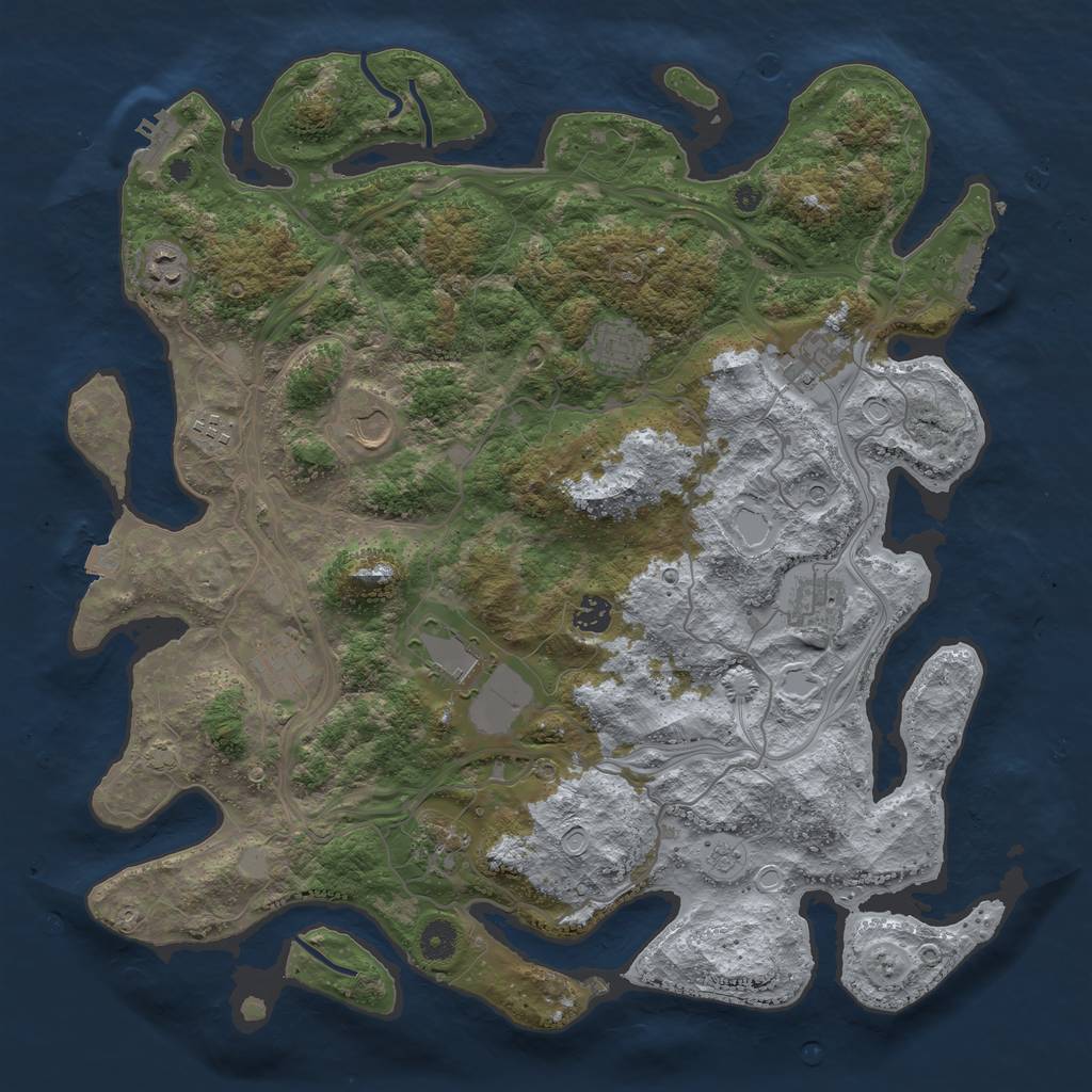 Rust Map: Procedural Map, Size: 4250, Seed: 428831384, 18 Monuments