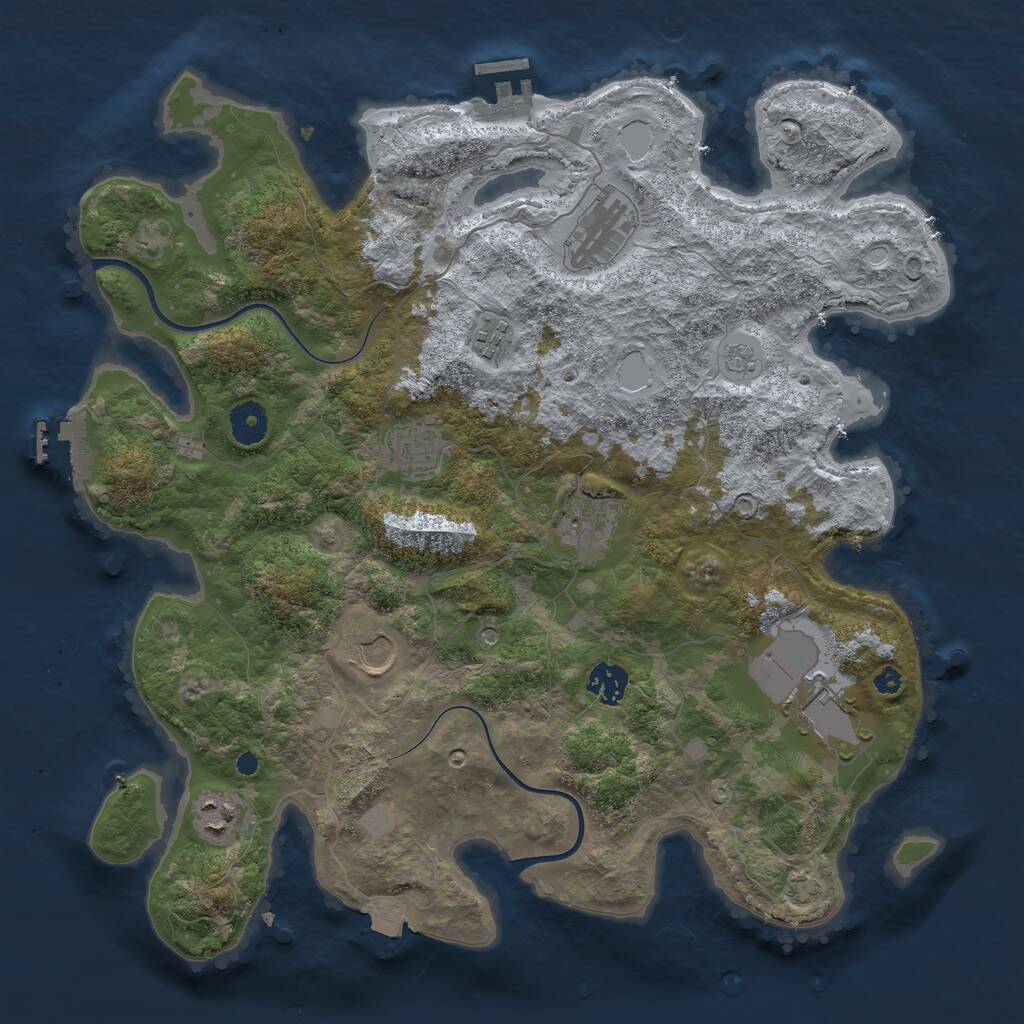 Rust Map: Procedural Map, Size: 3800, Seed: 1175689757, 14 Monuments