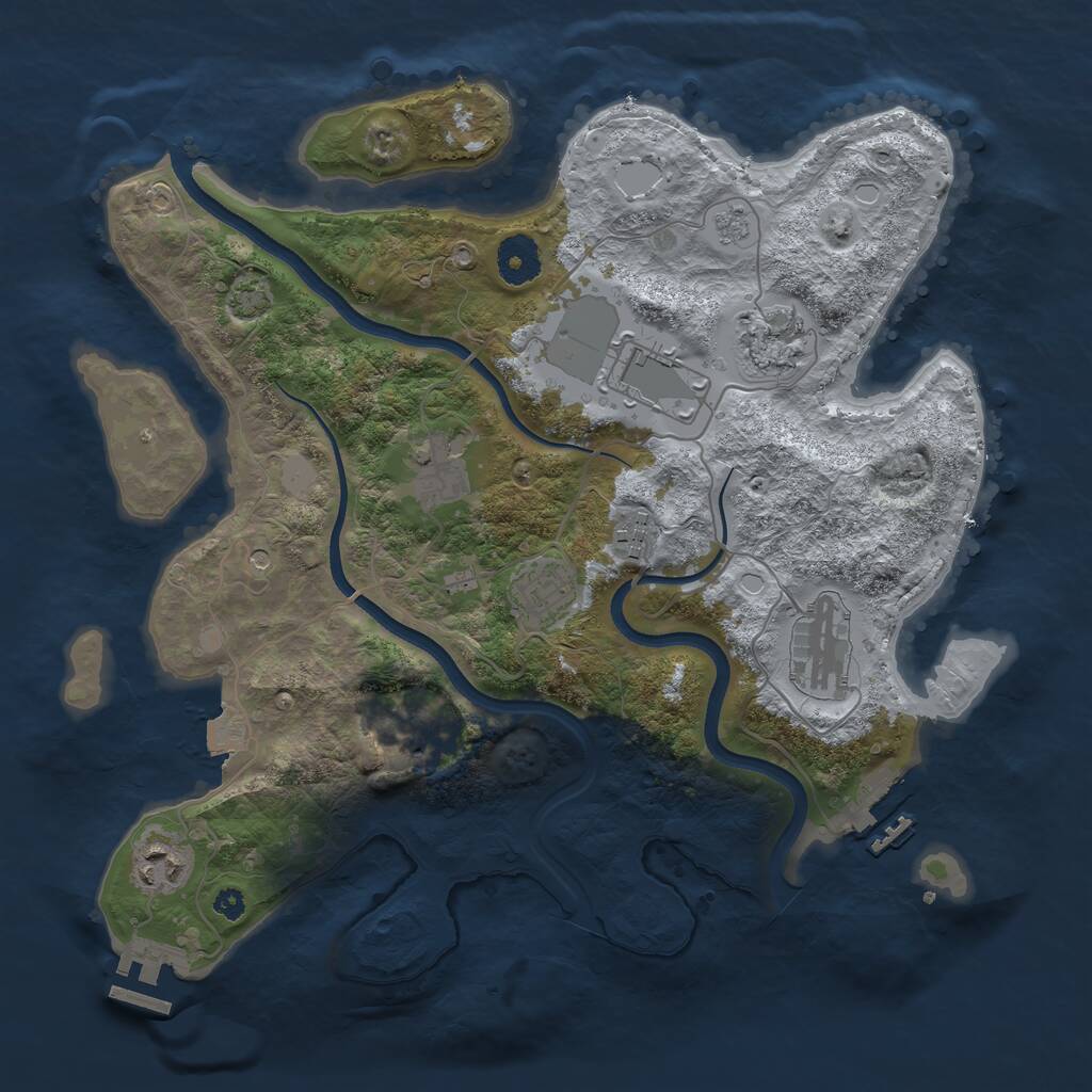 Rust Map: Procedural Map, Size: 3500, Seed: 990283, 14 Monuments