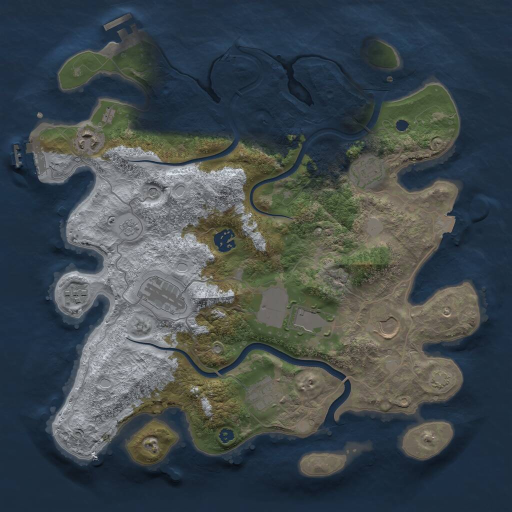 Rust Map: Procedural Map, Size: 3500, Seed: 1781422345, 14 Monuments